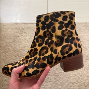 Pony Hair Leopard Print Ankle Boot